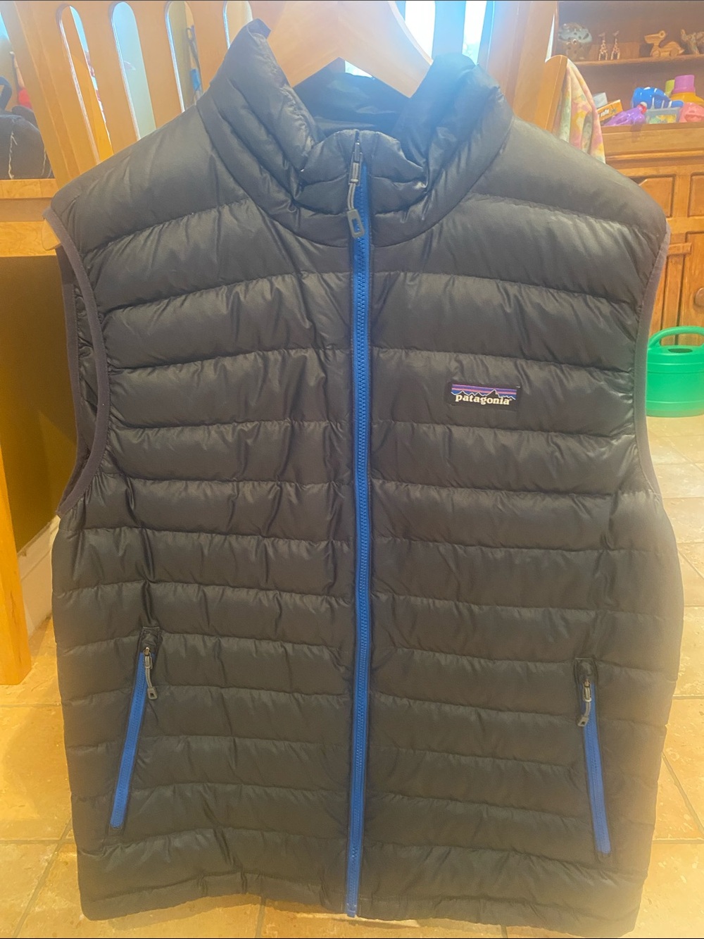 Patagonia Kids Black Vest with Blue Zippers